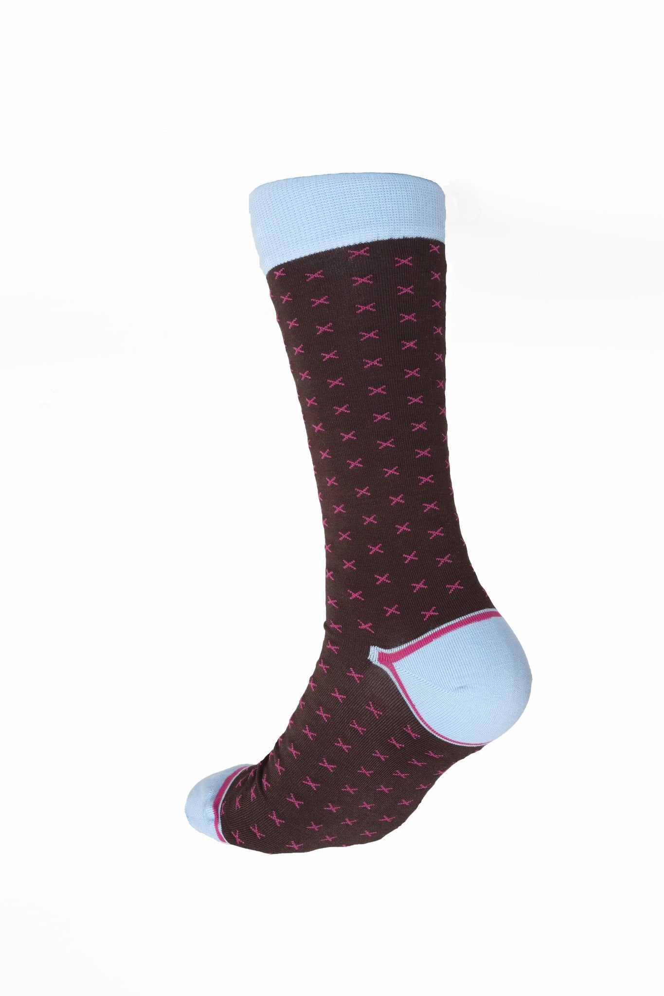 Giraffecool-Giraffe-Cool-Brand-Brown-Blue-And-Magenta-X-Cross-Mercerized-And-Brushed-Cotton-Fashion-Socks-Back