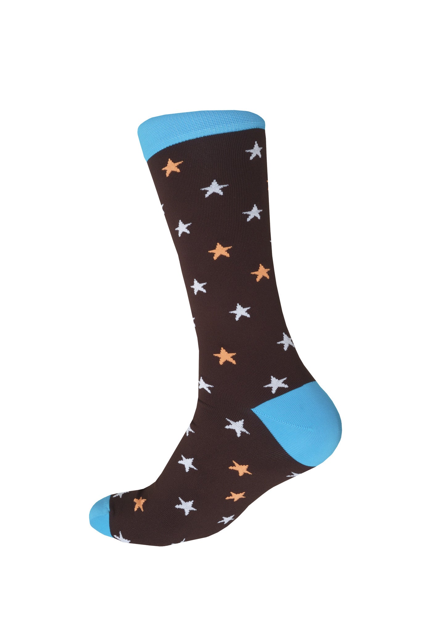 Giraffecool-Giraffe-Cool-Brand-Brown-Blue-And-White-Orange-Stars-Microfiber-Fashion-Socks-Back