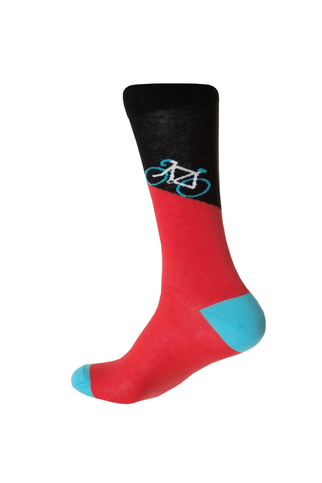 Giraffe Cool | Black And Blue With White Bicycles Brushed Cotton Socks Foot Back