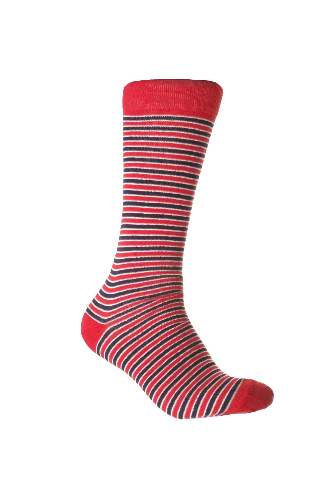Giraffe Cool | Blue Red And White Stripes Brushed Cotton Socks Foot Front