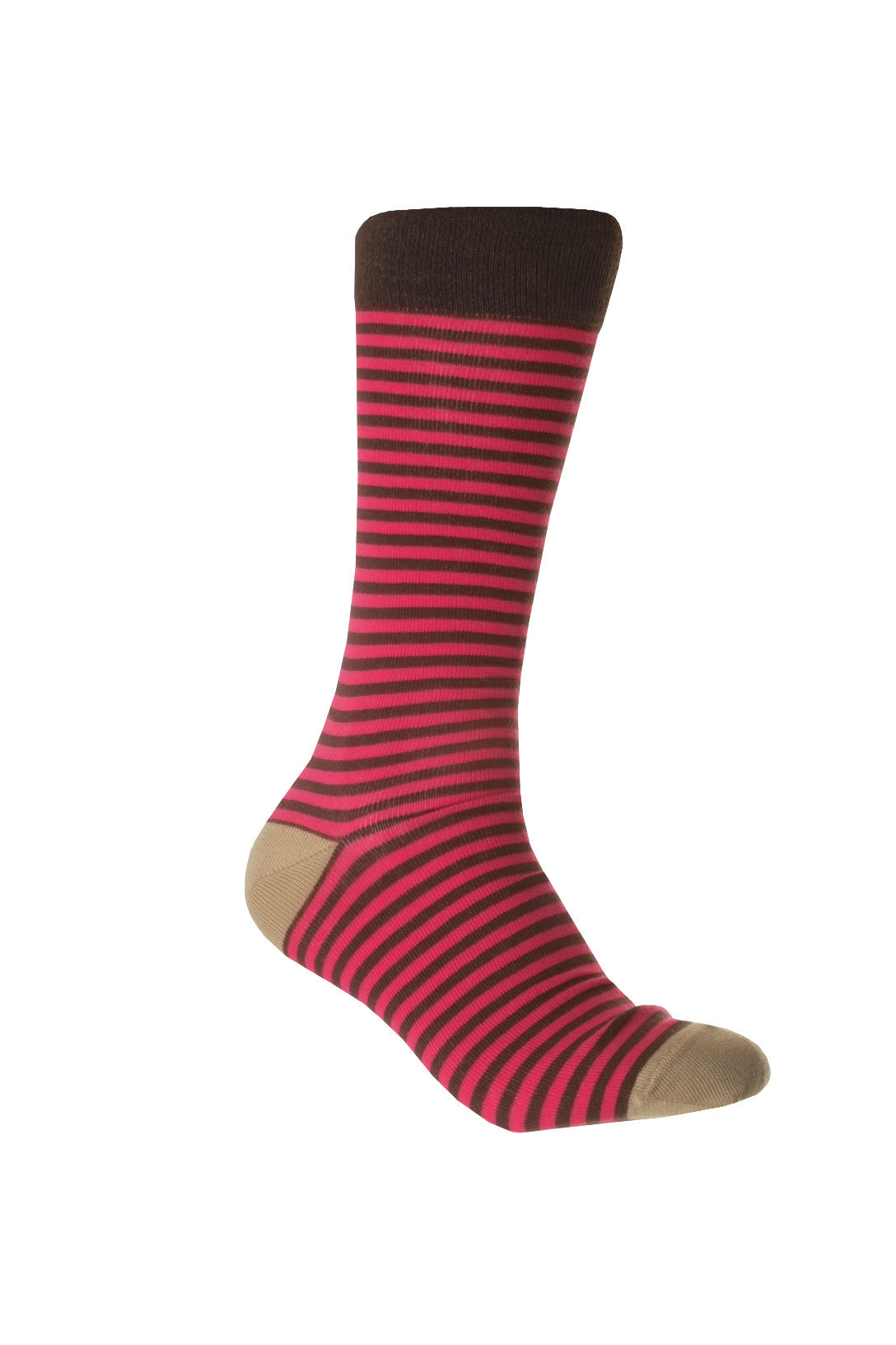 Giraffe Cool | Brown And Fuchsia Stripes Brushed Cotton Socks Foot Front