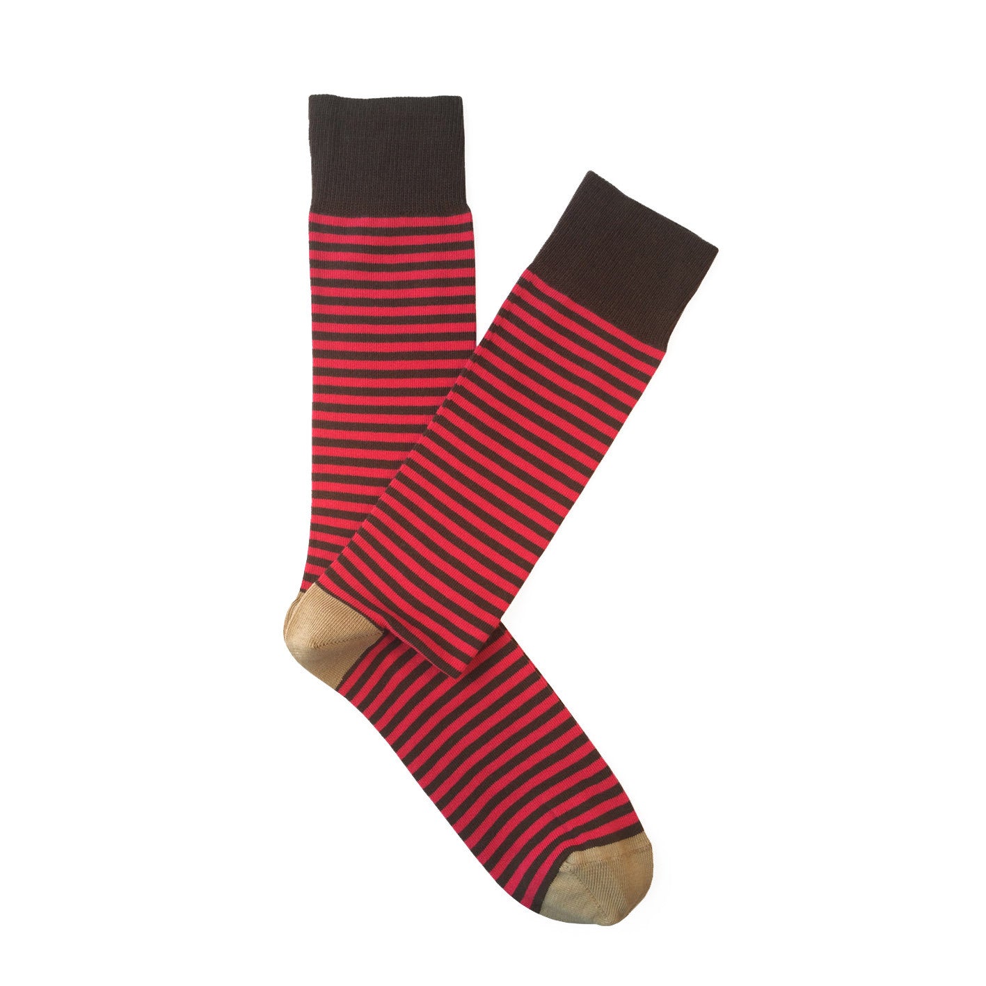 Giraffe Cool | Brown And Fuchsia Stripes Brushed Cotton Socks Open