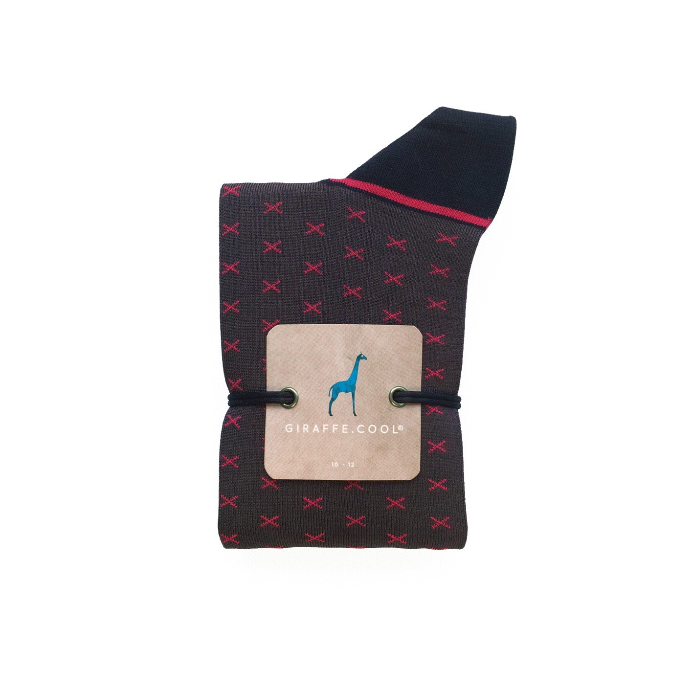Giraffe Cool | Dark Grey and Fuchsia Cross Mercerized And Brushed Cotton Socks Closed