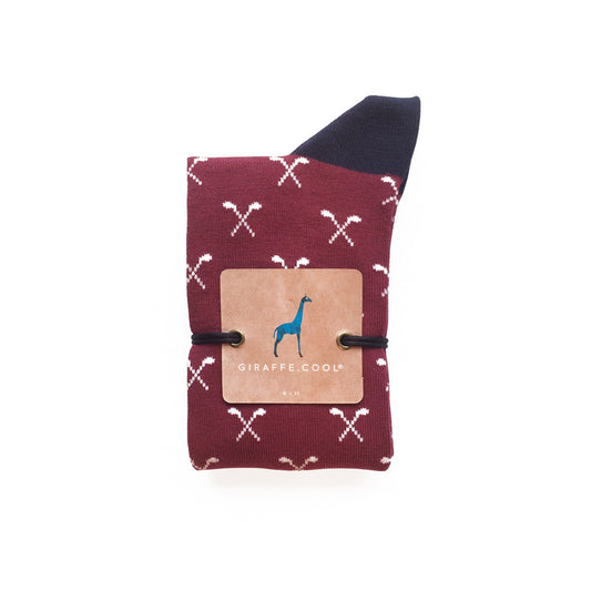 Giraffe Cool | Golf Clubs Burgundy And Indigo Cotton Socks Closed