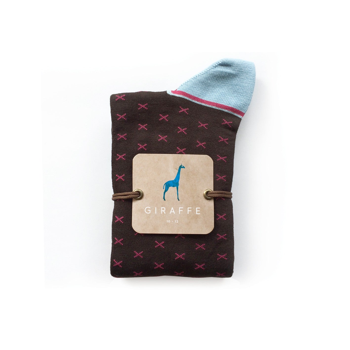 Giraffecool-Giraffe-Cool-Brand-Brown-Blue-And-Magenta-X-Cross-Mercerized-And-Brushed-Cotton-Fashion-Socks-Close