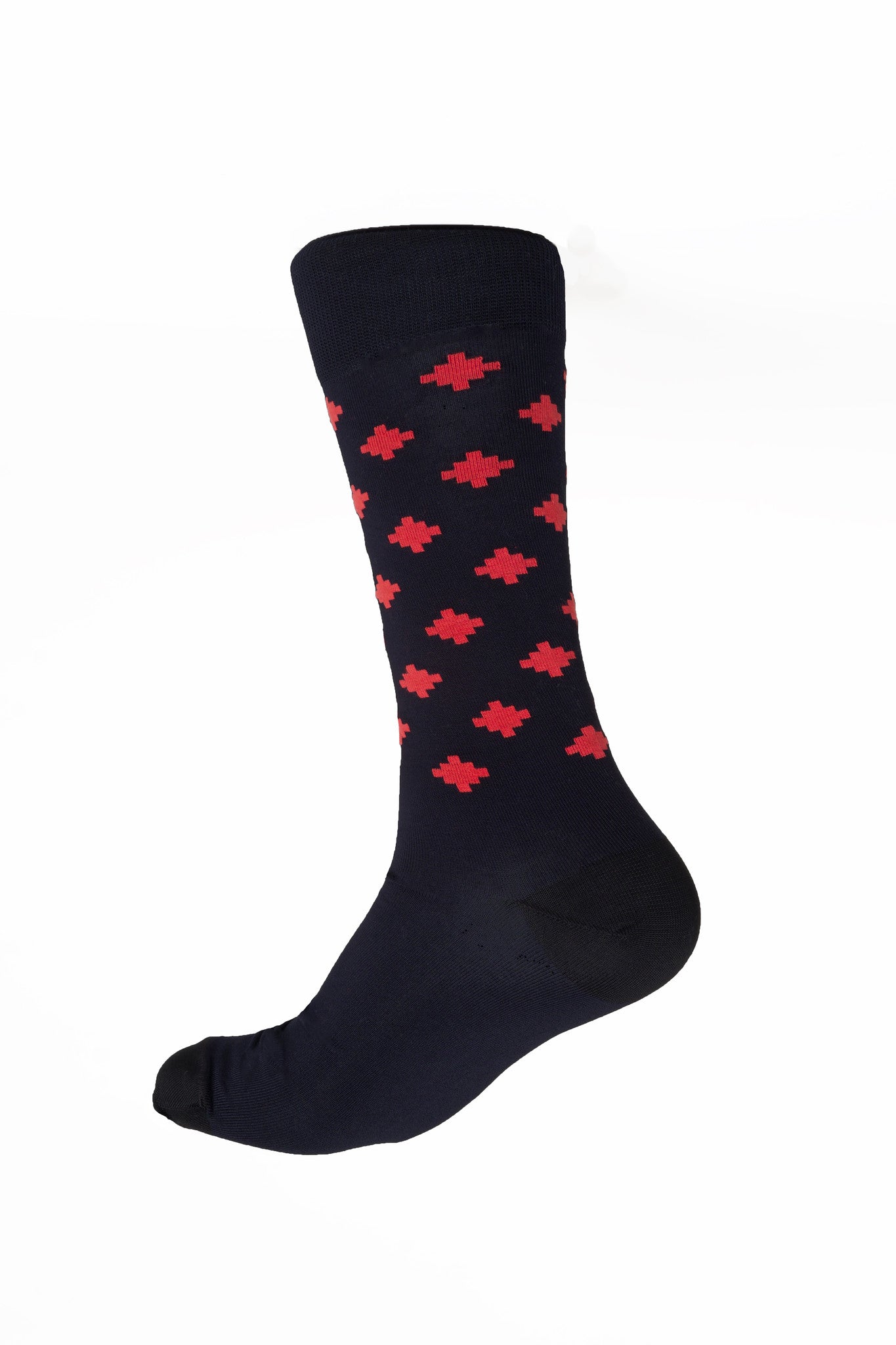 Giraffecool-Giraffe-Cool-Brand-Black-Red-Pixelated-Dots-Pixel-Mercerized-And-Brushed-Cotton-Fashion-Socks-Back