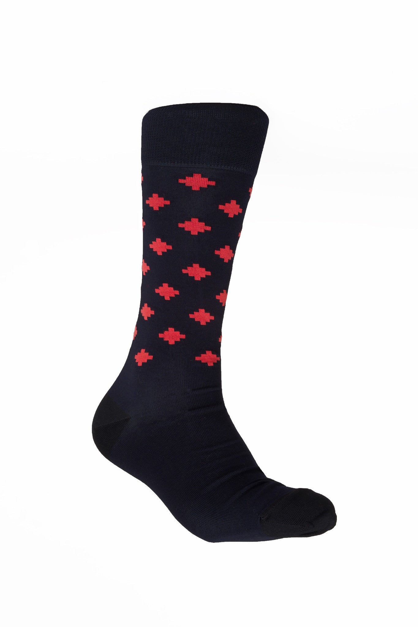 Giraffecool-Giraffe-Cool-Brand-Black-Red-Pixelated-Dots-Pixel-Mercerized-And-Brushed-Cotton-Fashion-Socks-Front