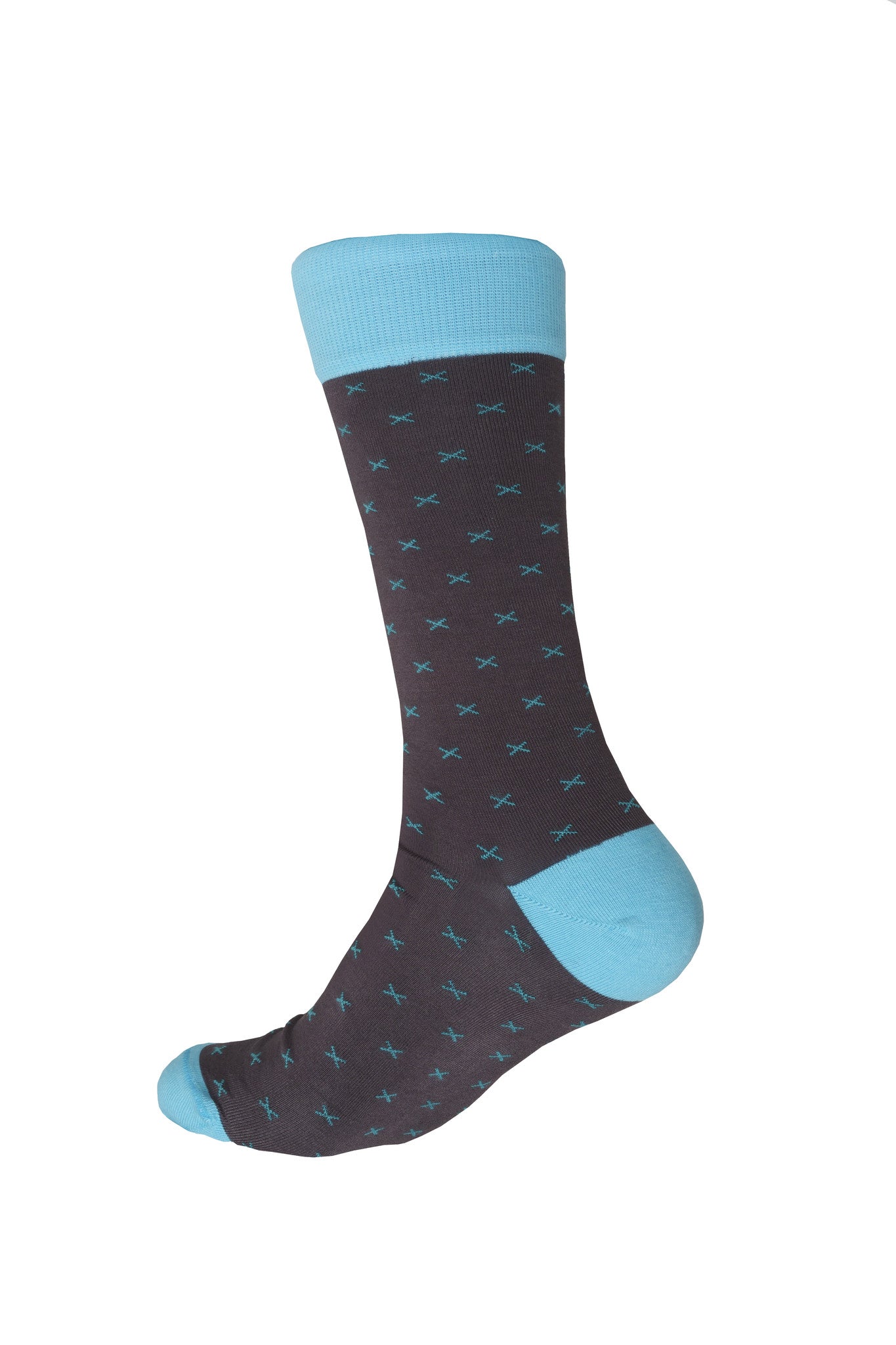 Giraffecool-Giraffe-Cool-Brand-Dark-Grey-And-Blue-X-Cross-Mercerized-And-Brushed-Cotton-Fashion-Socks-Back