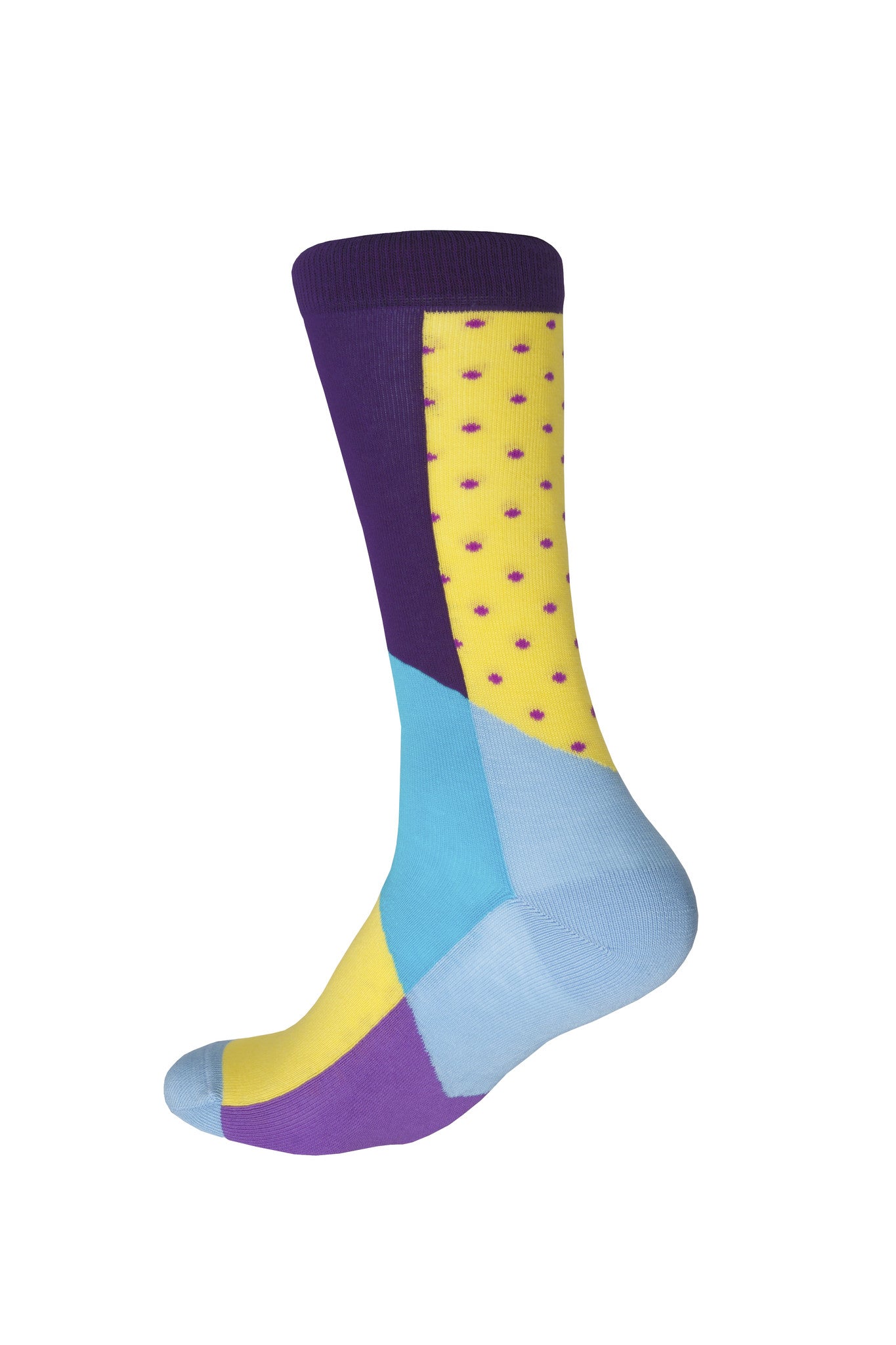 Giraffe Cool | Light Colours and Purple Dots Brushed Cotton Socks Foot Back