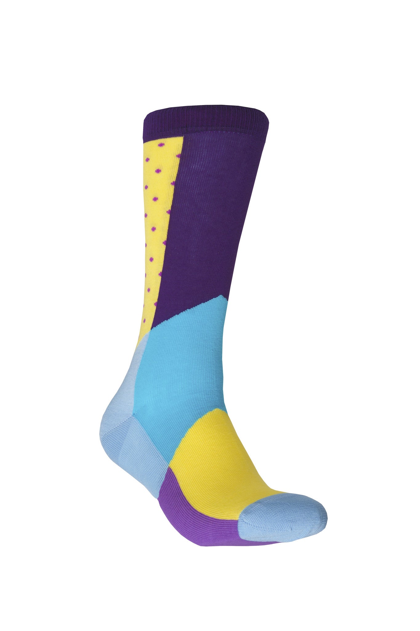 Giraffe Cool | Light Colours and Purple Dots Brushed Cotton Socks Foot Front