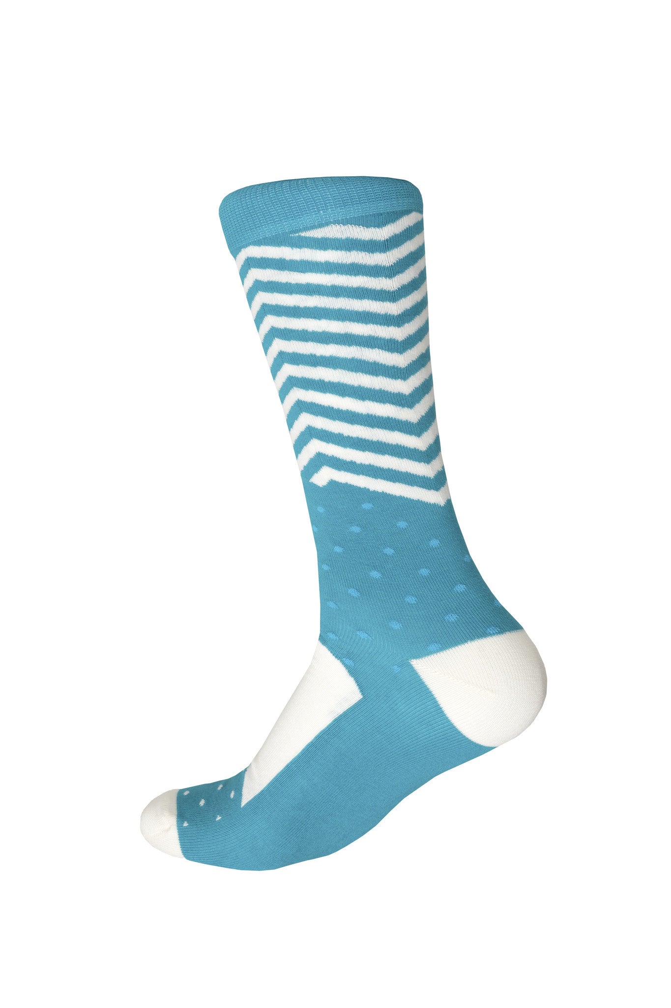 Giraffecool-Giraffe-Cool-Brand-Aquamarine-Blue-Dots-And-Diagonal-White-Stripes-Cotton-Fashion-Socks-Back