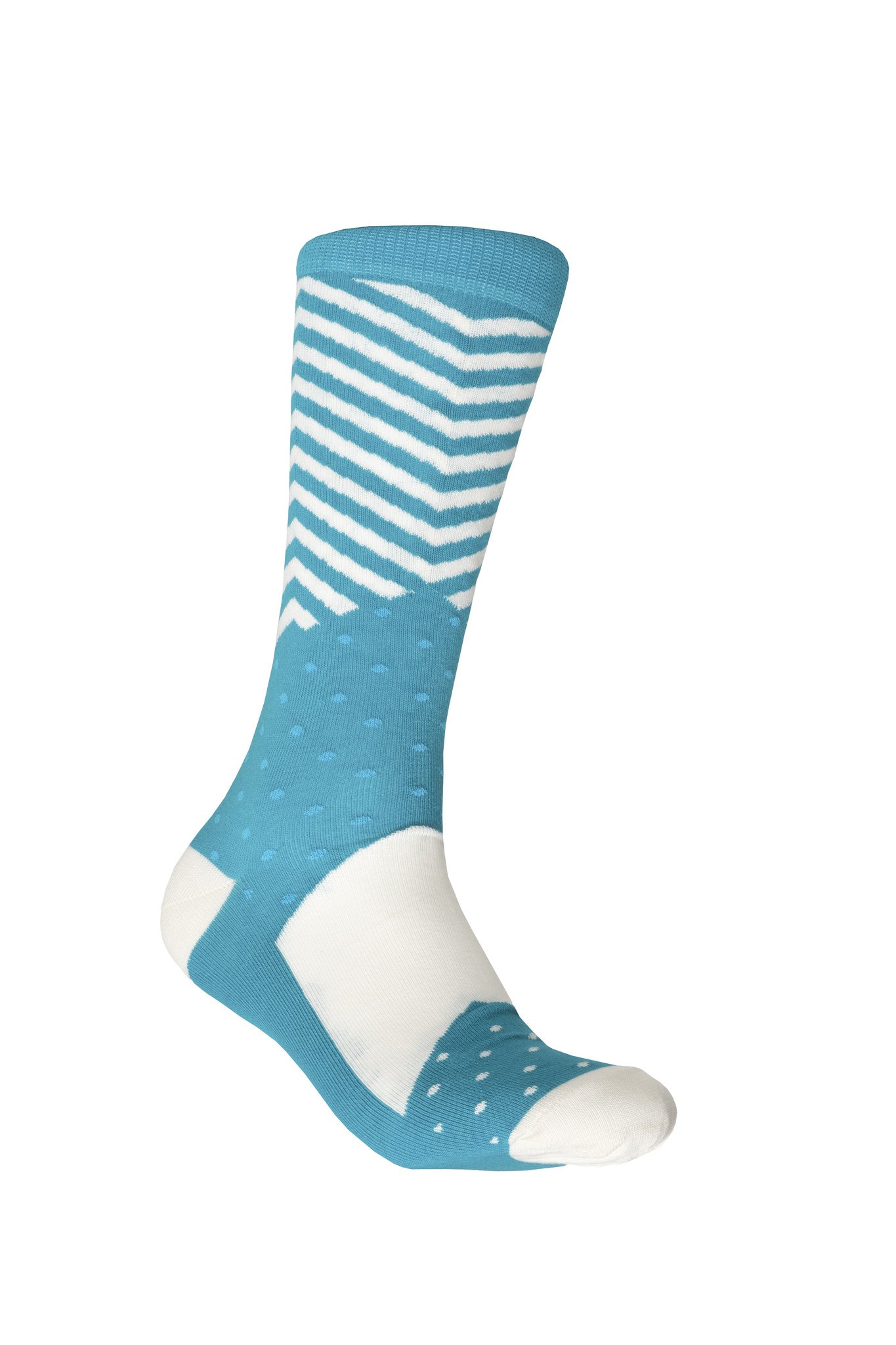 Giraffecool-Giraffe-Cool-Brand-Aquamarine-Blue-Dots-And-Diagonal-White-Stripes-Cotton-Fashion-Socks-Back