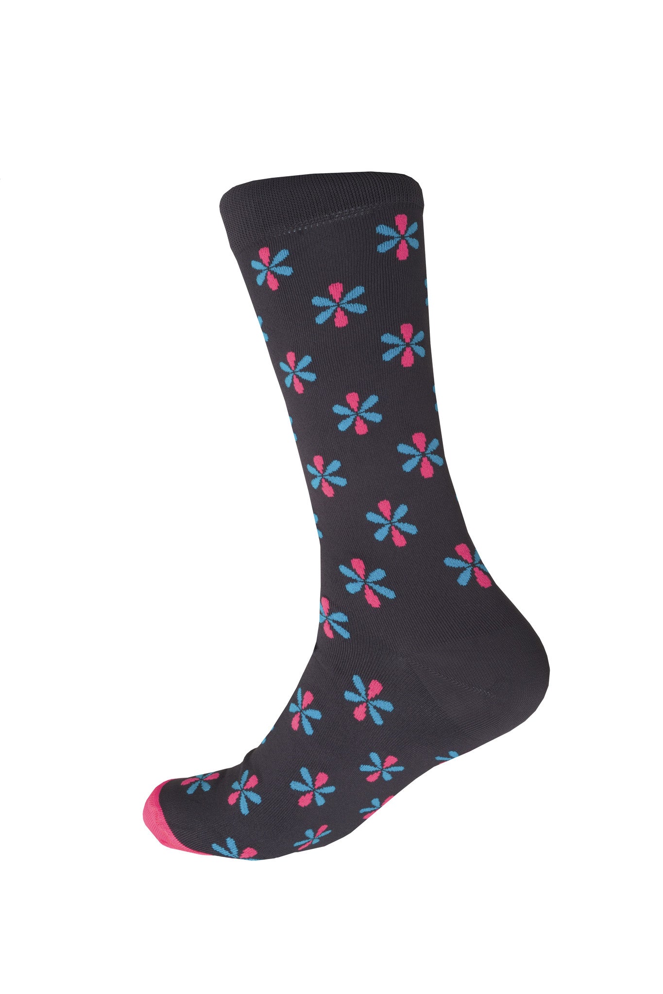 Giraffecool-Giraffe-Cool-Brand-Dark-Grey-Blue-And-Pink-Flowers-Microfiber-Fashion-Socks-Back