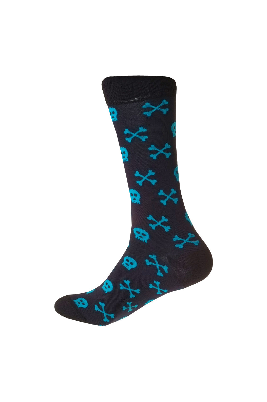 Giraffe Cool | Dark Blue And Light Blue Skulls And Bones Microfiber Socks Foot Back