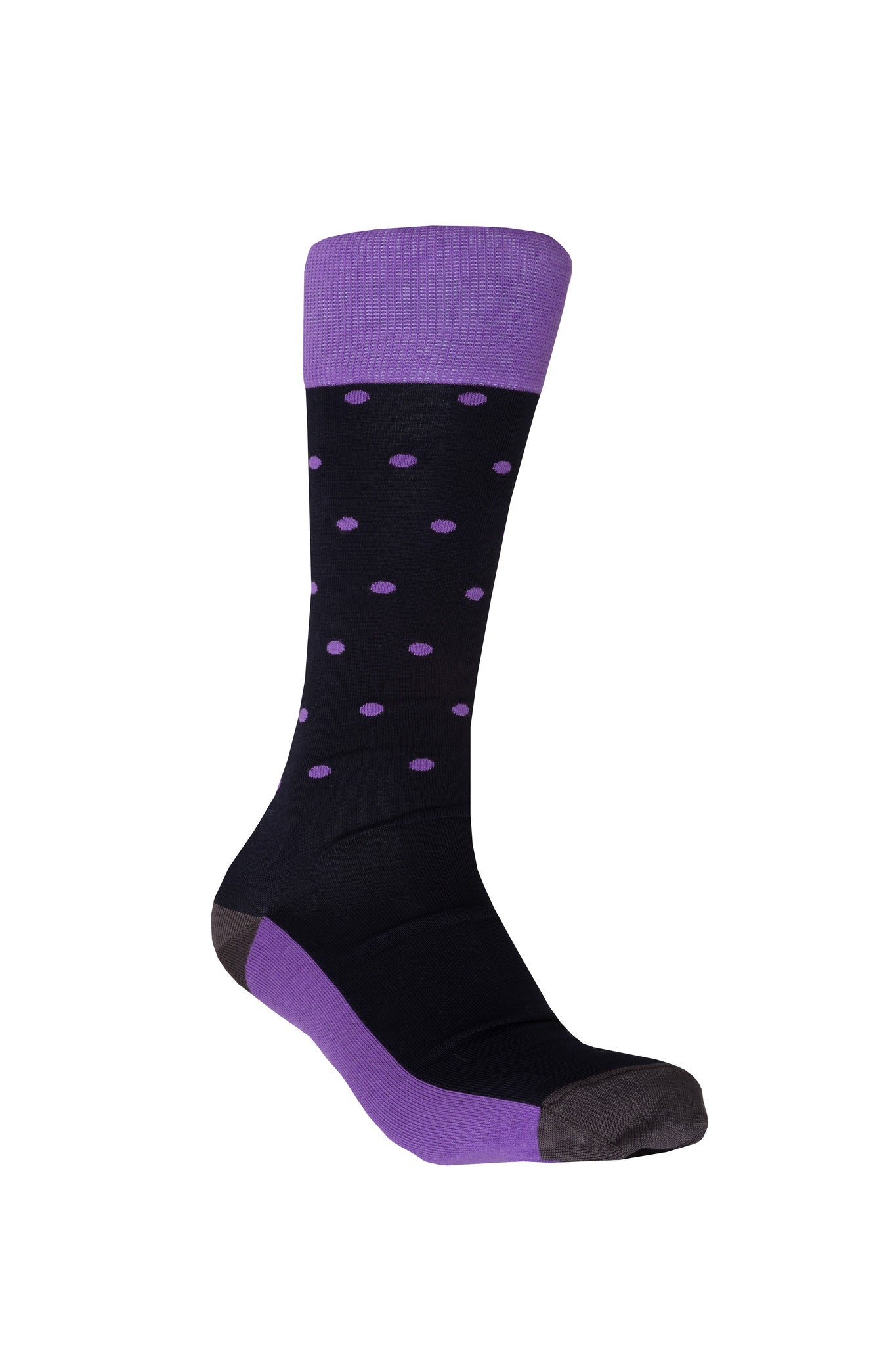 Giraffe Cool | Black and Purple Dots Mercerized Cotton Socks Foot Front