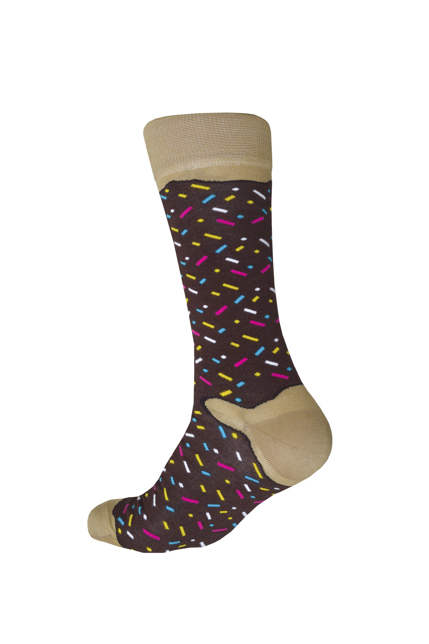 giraffecool-giraffe-cool-brand-chocolate-donut-brown-light-cream-and-colour-sparkles-Mercerized-And-Brushed-Cotton-Fashion-Socks-Back