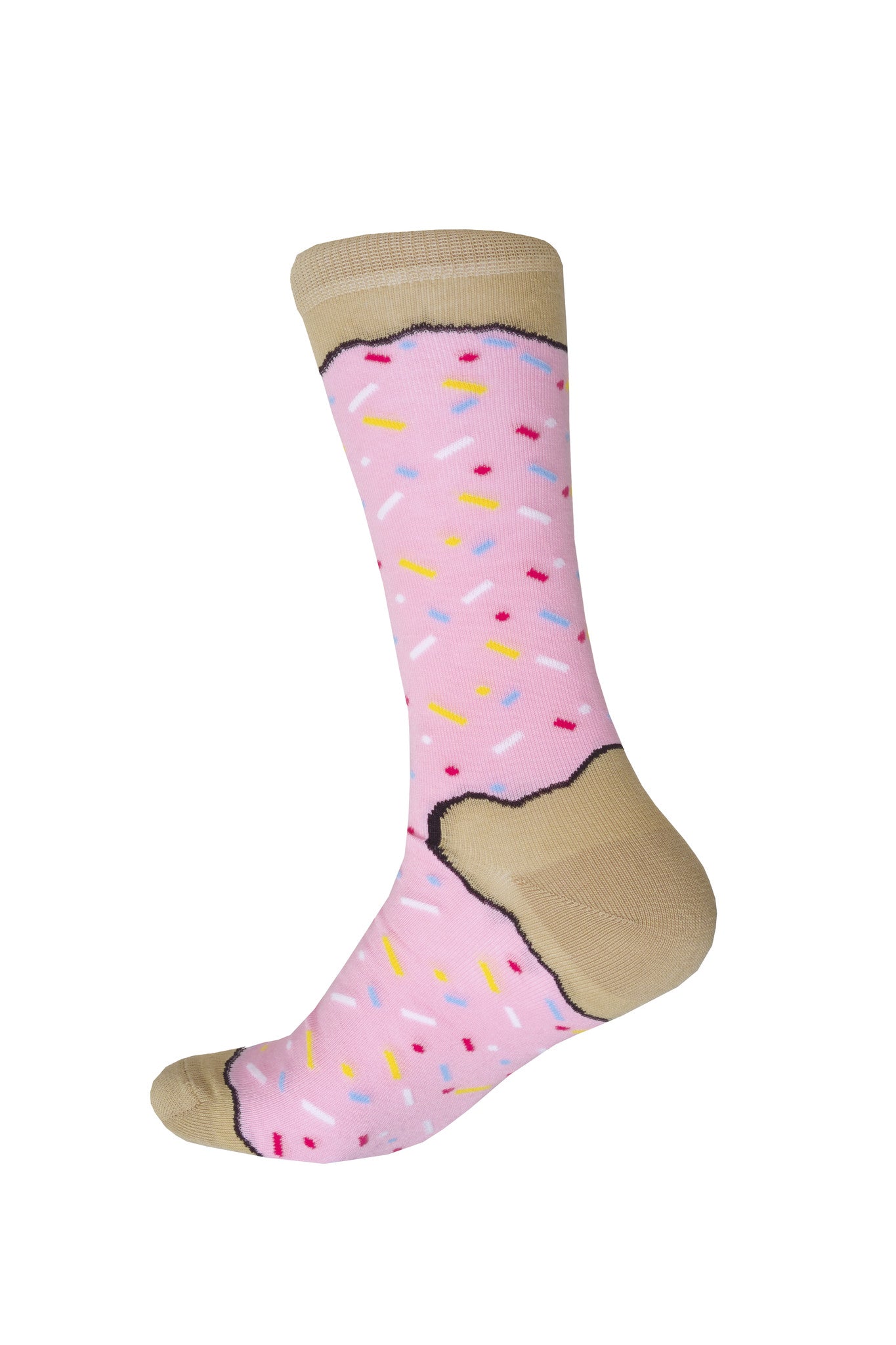 Giraffecool-giraffe-cool-brand-strawberry-donut-pink-light-cream-and-colour-sparkles-Mercerized-And-Brushed-Cotton-Fashion-Socks-Back
