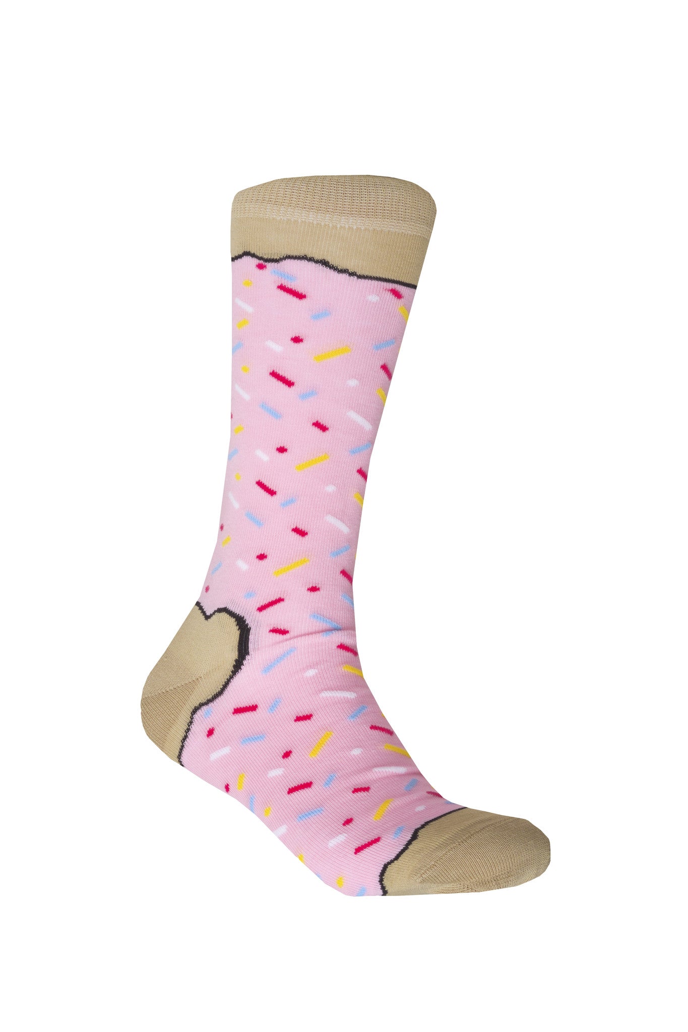 Giraffecool-giraffe-cool-brand-strawberry-donut-pink-light-cream-and-colour-sparkles-Mercerized-And-Brushed-Cotton-Fashion-Socks-Front