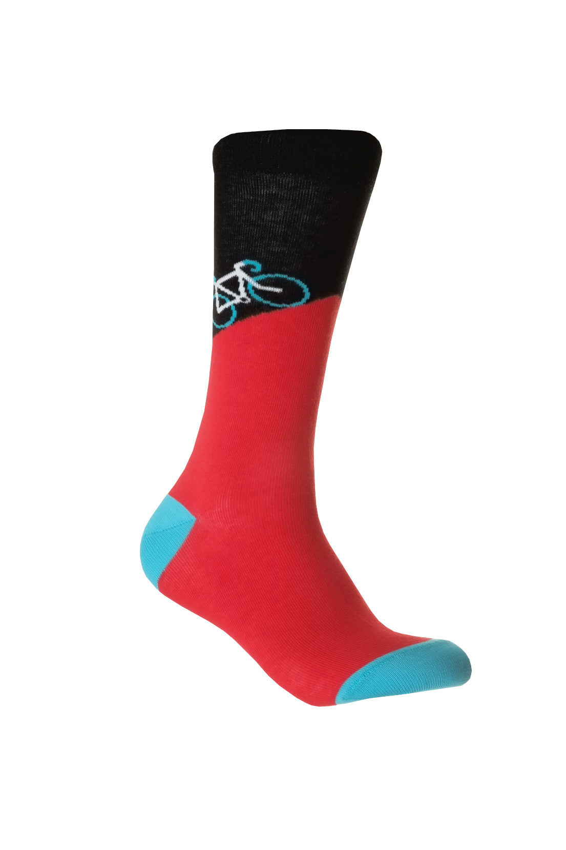 Giraffe Cool | Black And Blue With White Bicycles Brushed Cotton Socks Foot Front