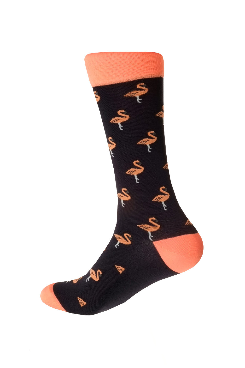 Giraffe Cool | Black And Pink Flamingos Microfiber Socks Foot Back