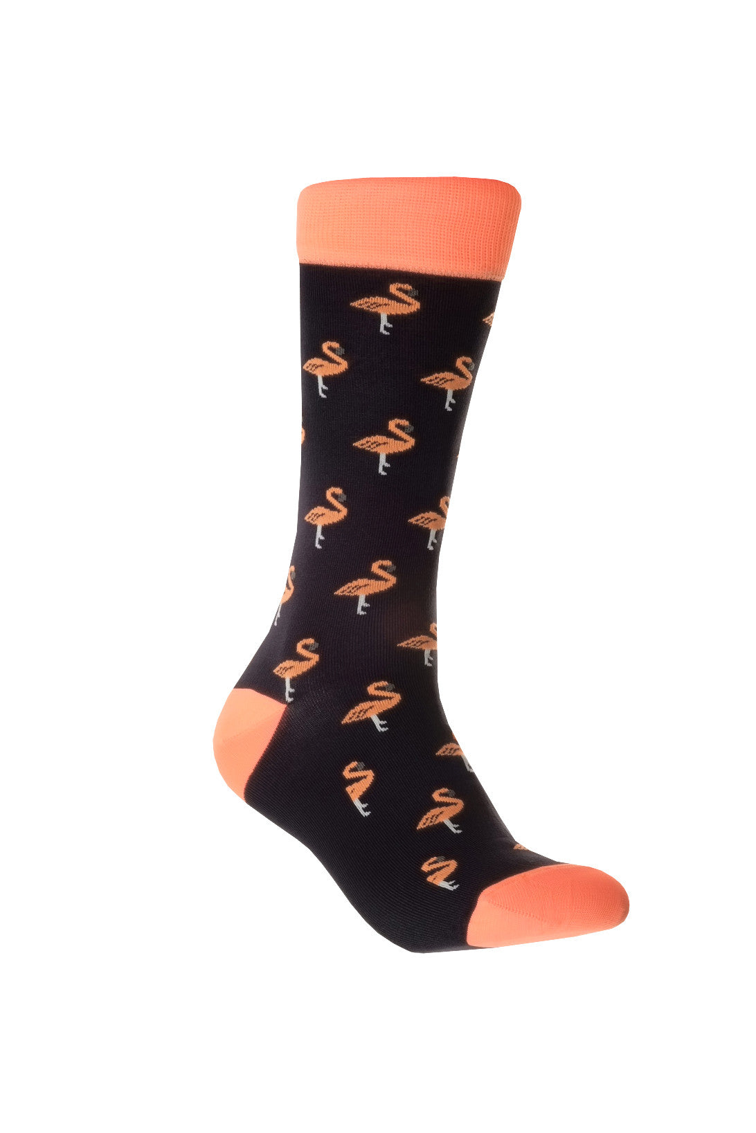 Giraffe Cool | Black And Pink Flamingos Microfiber Socks Foot Front