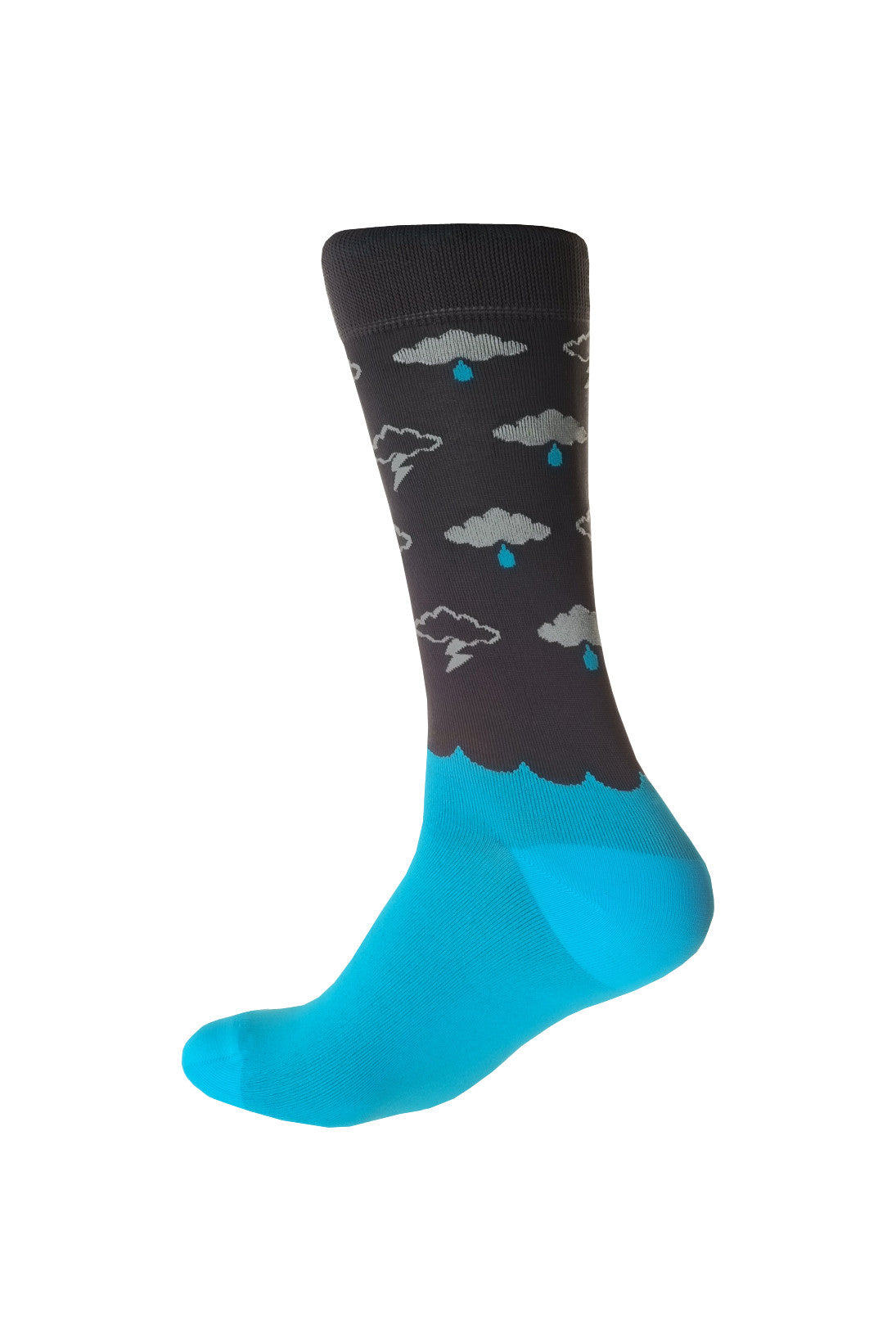 Giraffe Cool | Dark Grey And Blue Showers Microfiber Socks Foot Back