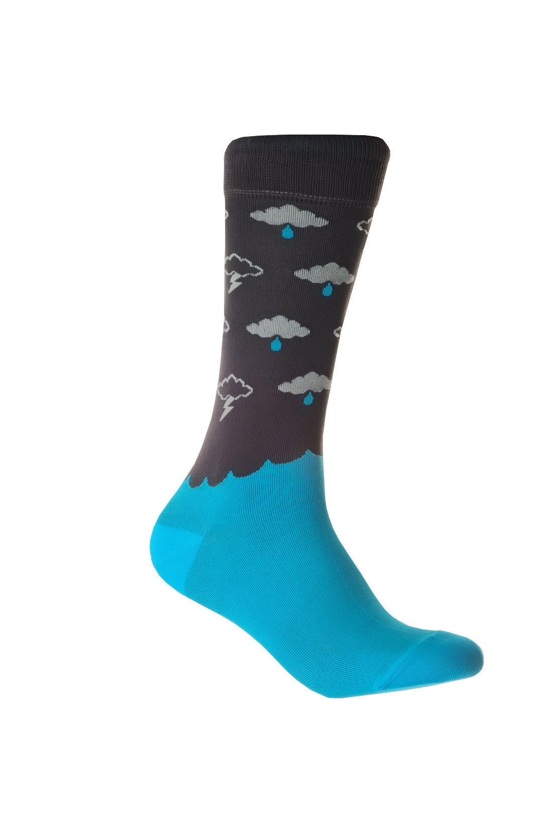 Giraffe Cool | Dark Grey And Blue Showers Microfiber Socks Foot Front