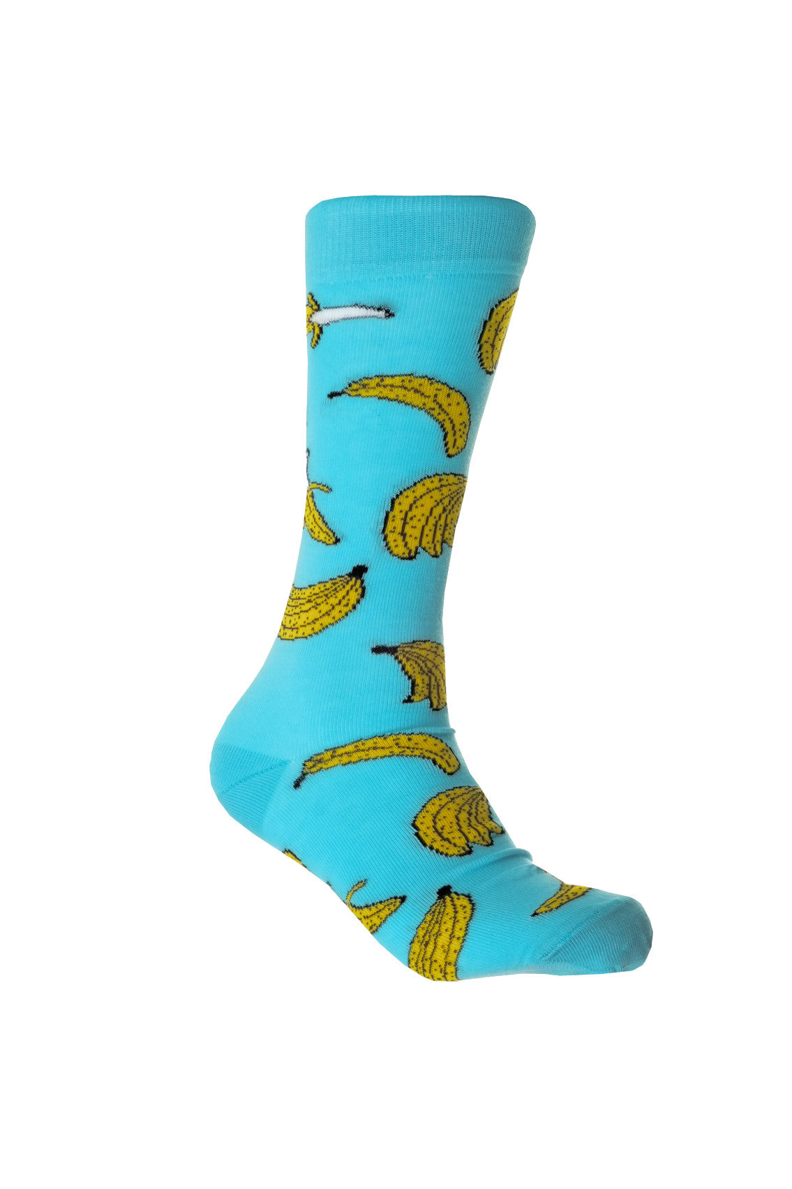 Giraffe Cool | Blue Yellow Bananas Brushed Cotton Socks Foot Front
