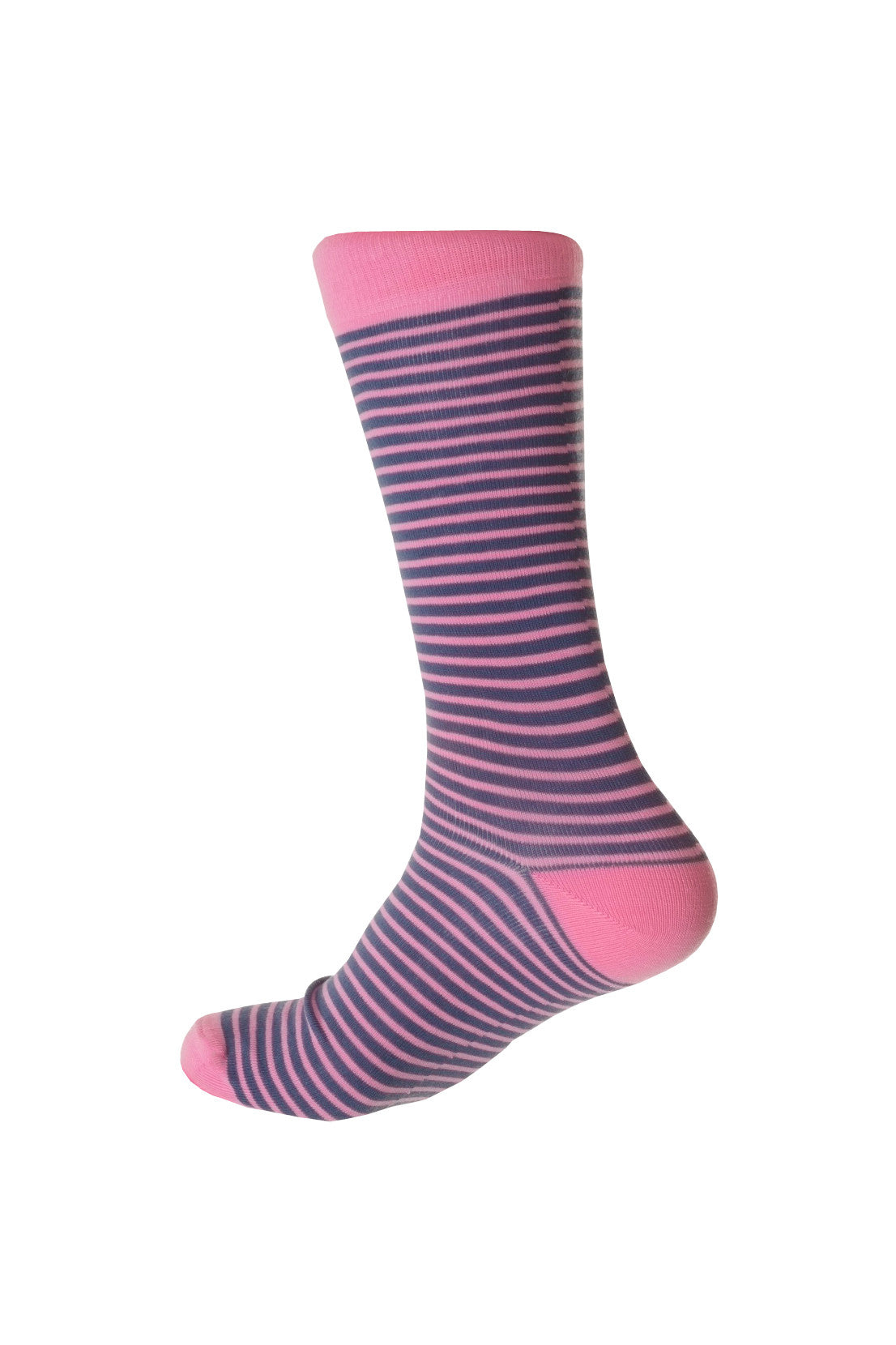 Giraffe Cool | Blue And Pink Stripes Brushed Cotton Socks Foot Back