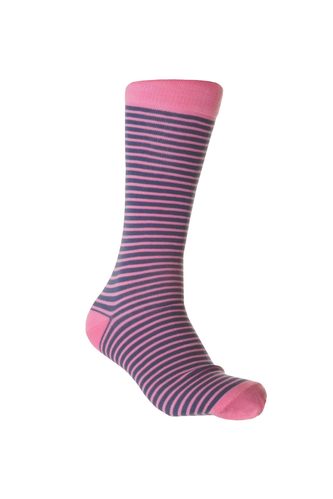 Giraffe Cool | Blue And Pink Stripes Brushed Cotton Socks Foot Front