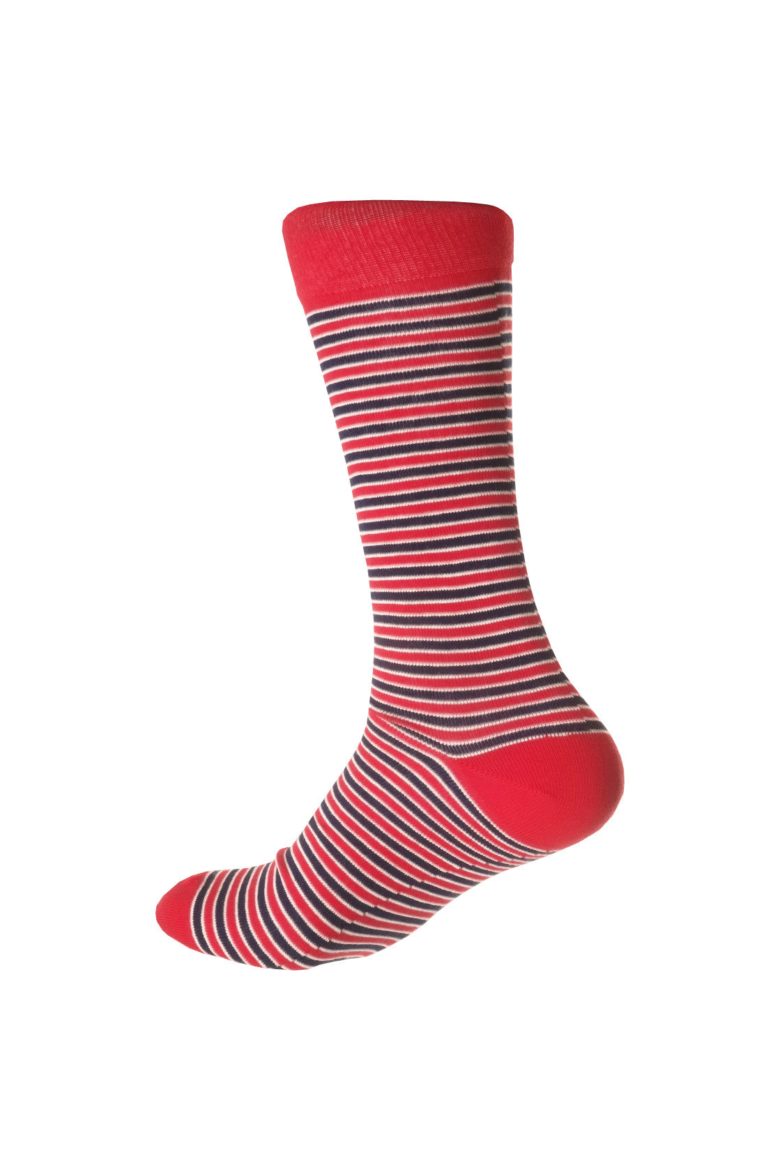 Giraffe Cool | Blue Red And White Stripes Brushed Cotton Socks Foot Back