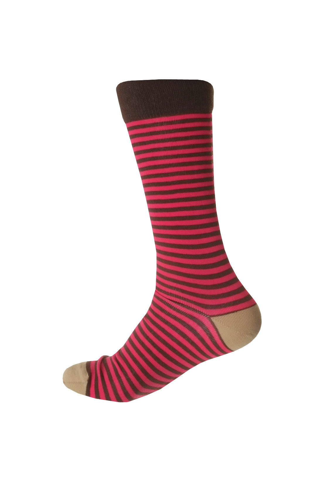 Giraffe Cool | Brown And Fuchsia Stripes Brushed Cotton Socks Foot Back