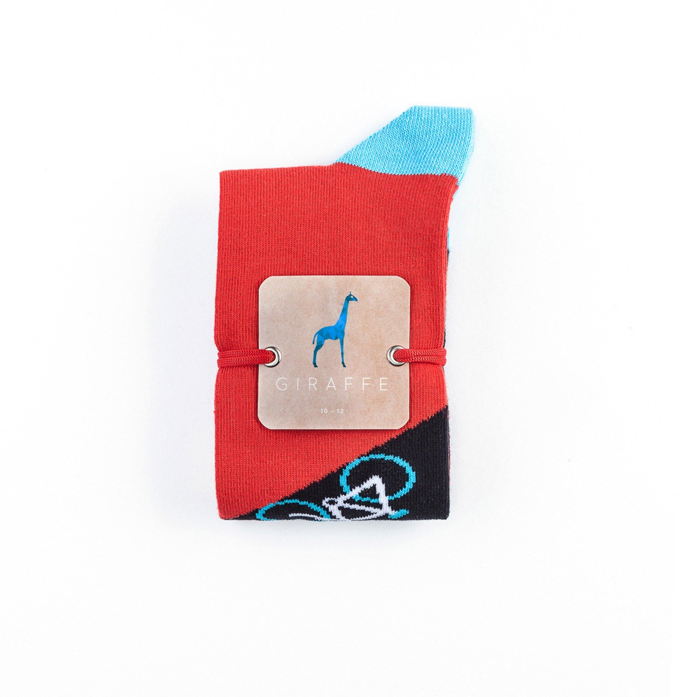 Giraffe Cool | Black And Blue With White Bicycles Brushed Cotton Socks Closed
