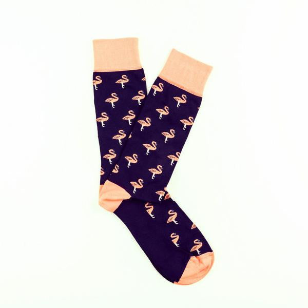 Giraffe Cool | Black And Pink Flamingos Microfiber Socks Open
