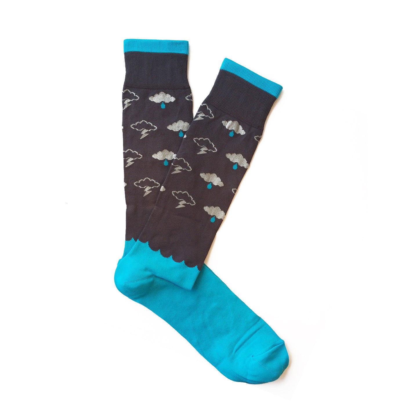 Giraffe Cool | Dark Grey And Blue Showers Microfiber Socks open