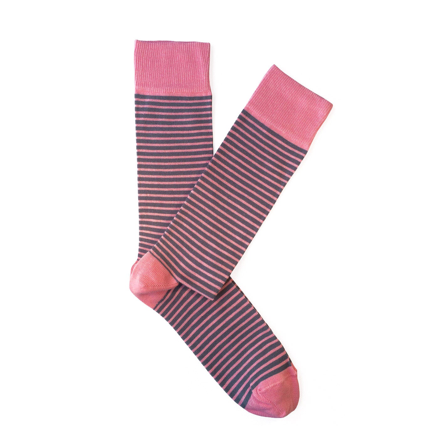 Giraffe Cool | Blue And Pink Stripes Brushed Cotton Socks Open