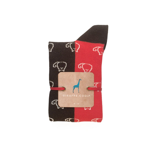 Giraffe Cool | Black Red and White Cats Brushed Cotton Socks Closed