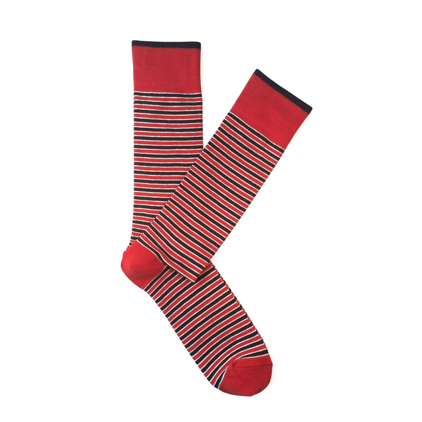 Giraffe Cool | Blue Red And White Stripes Brushed Cotton Socks Open