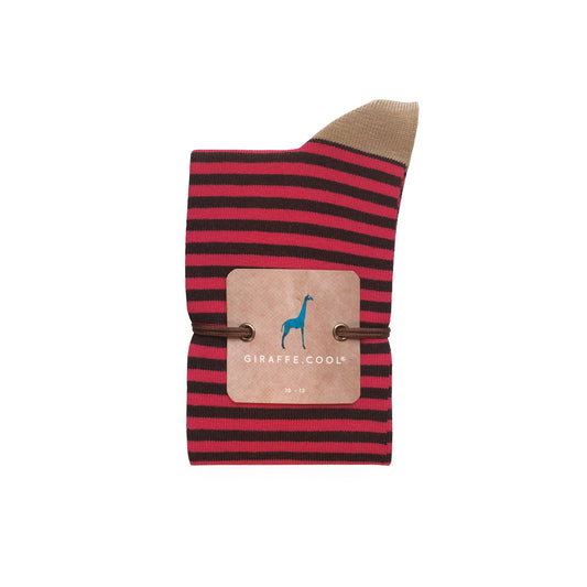 Giraffe Cool | Brown And Fuchsia Stripes Brushed Cotton Socks Closed