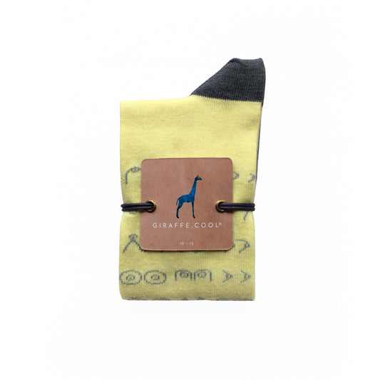 Giraffe Cool | Happy Boobies Yellow And Grey Brushed Cotton Socks Closed