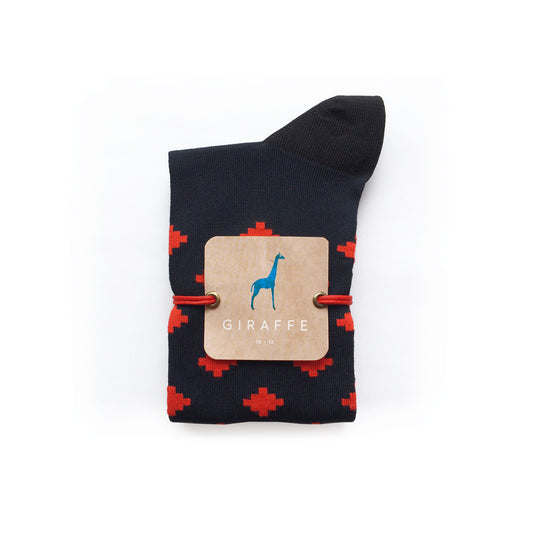 Giraffecool-Giraffe-Cool-Brand-Black-Red-Pixelated-Dots-Pixel-Mercerized-And-Brushed-Cotton-Fashion-Socks-Close