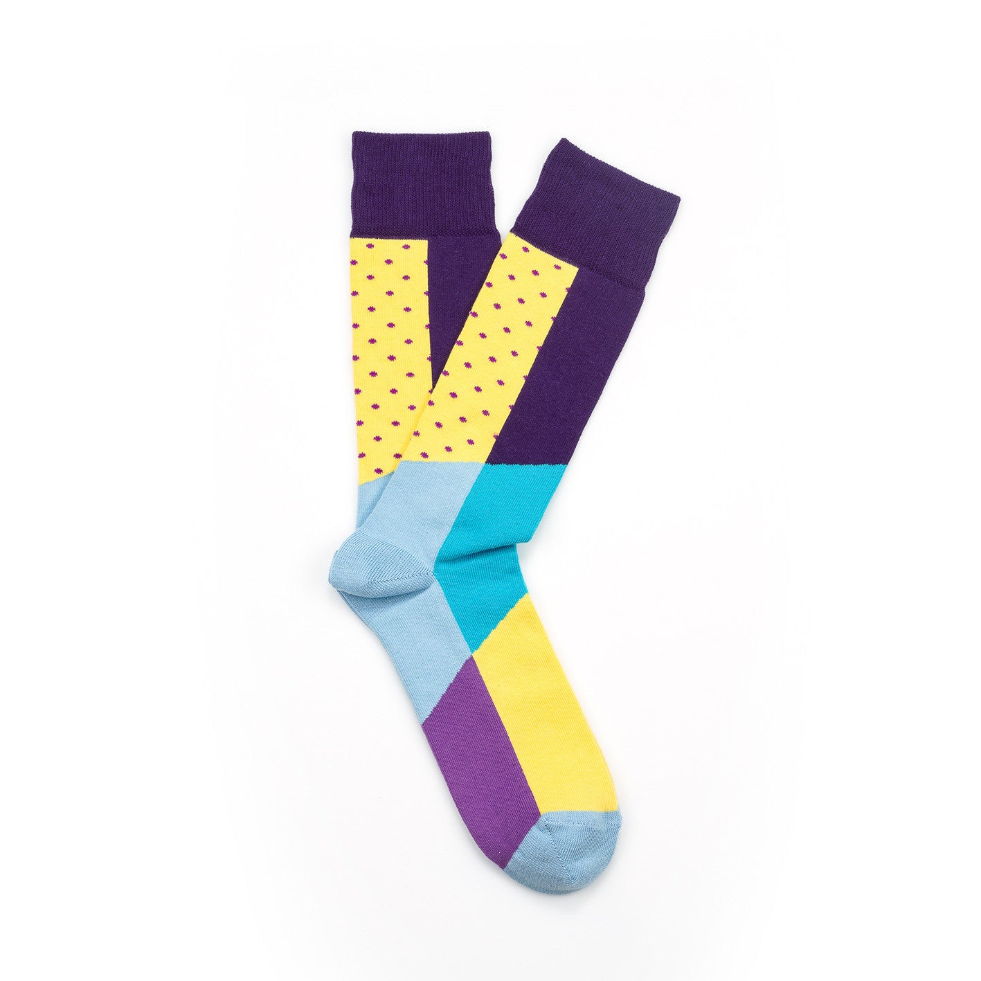 Giraffe Cool | Light Colours and Purple Dots Brushed Cotton Socks Open