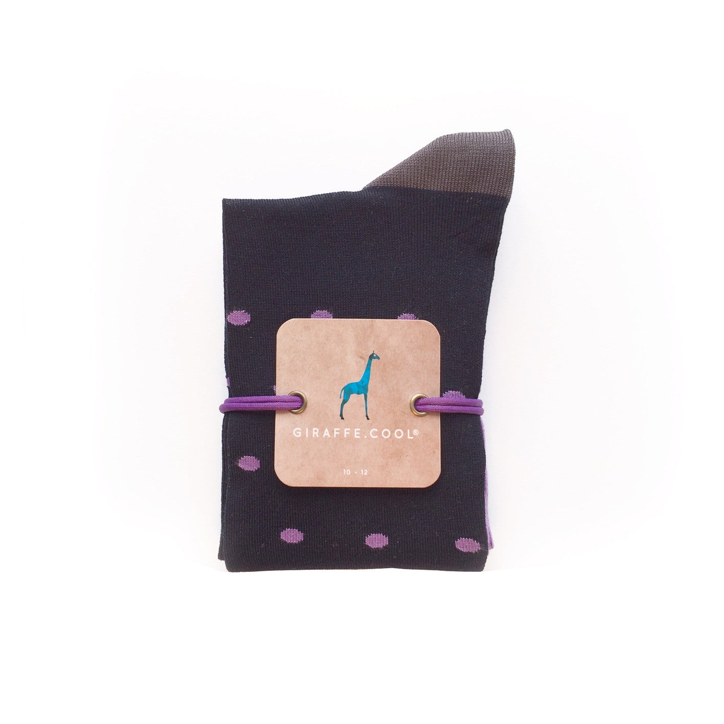 Giraffe Cool | Black and Purple Dots Mercerized Cotton Socks Closed