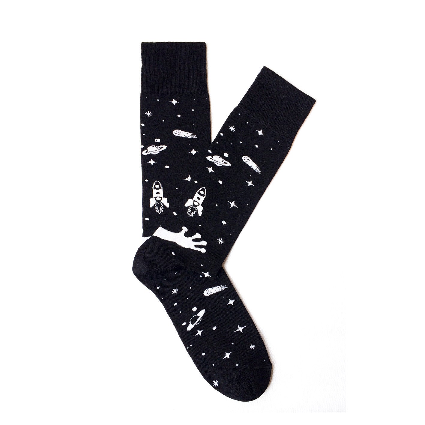 Giraffecool-Giraffe-Cool-Brand-Black-White-Galaxy-Space-Mercerized-Cotton-Fashion-Socks-Open-Pair